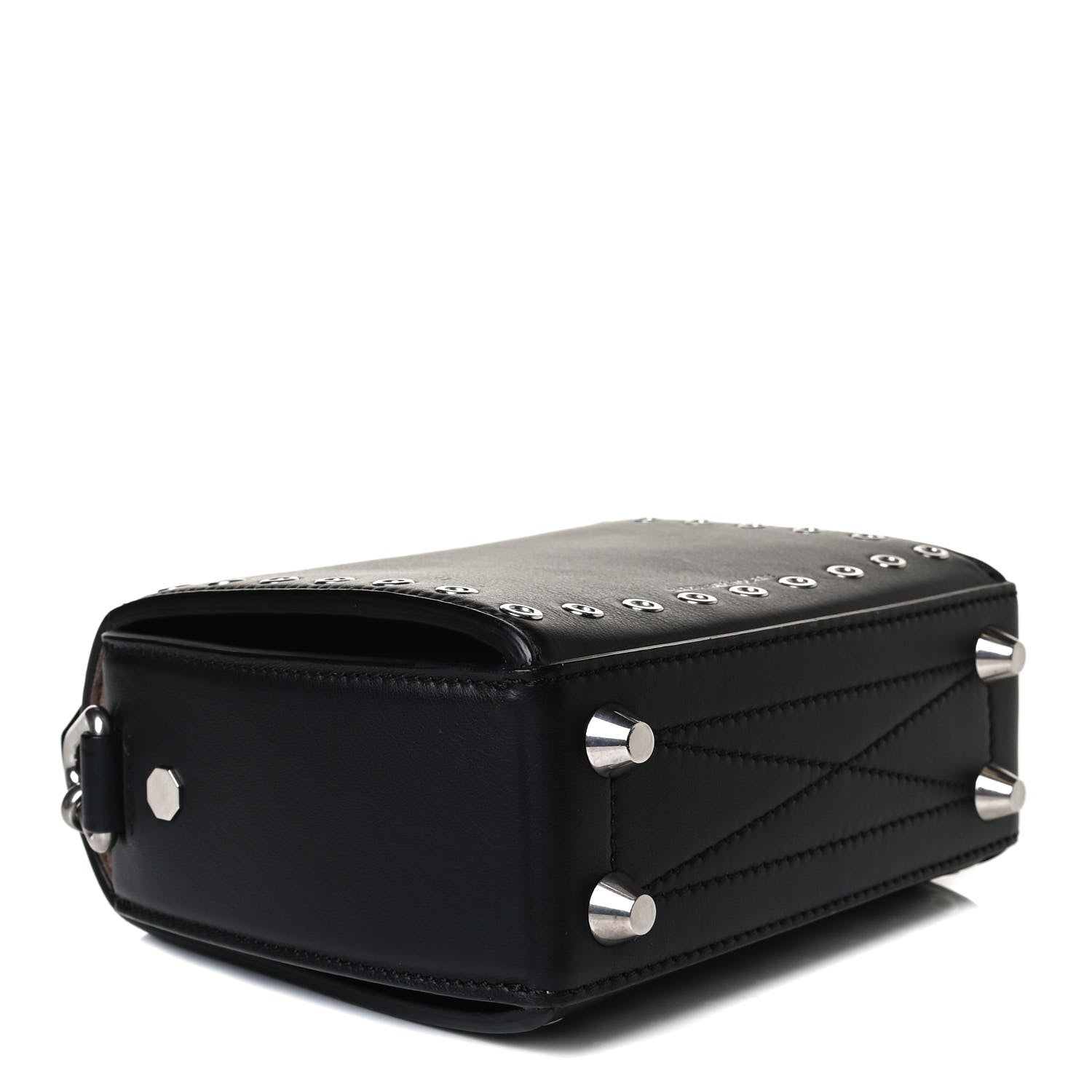 Alexander McQueen Fine Grain Goatskin Perforated Box Shoulder Bag 16 Black 4 of 16