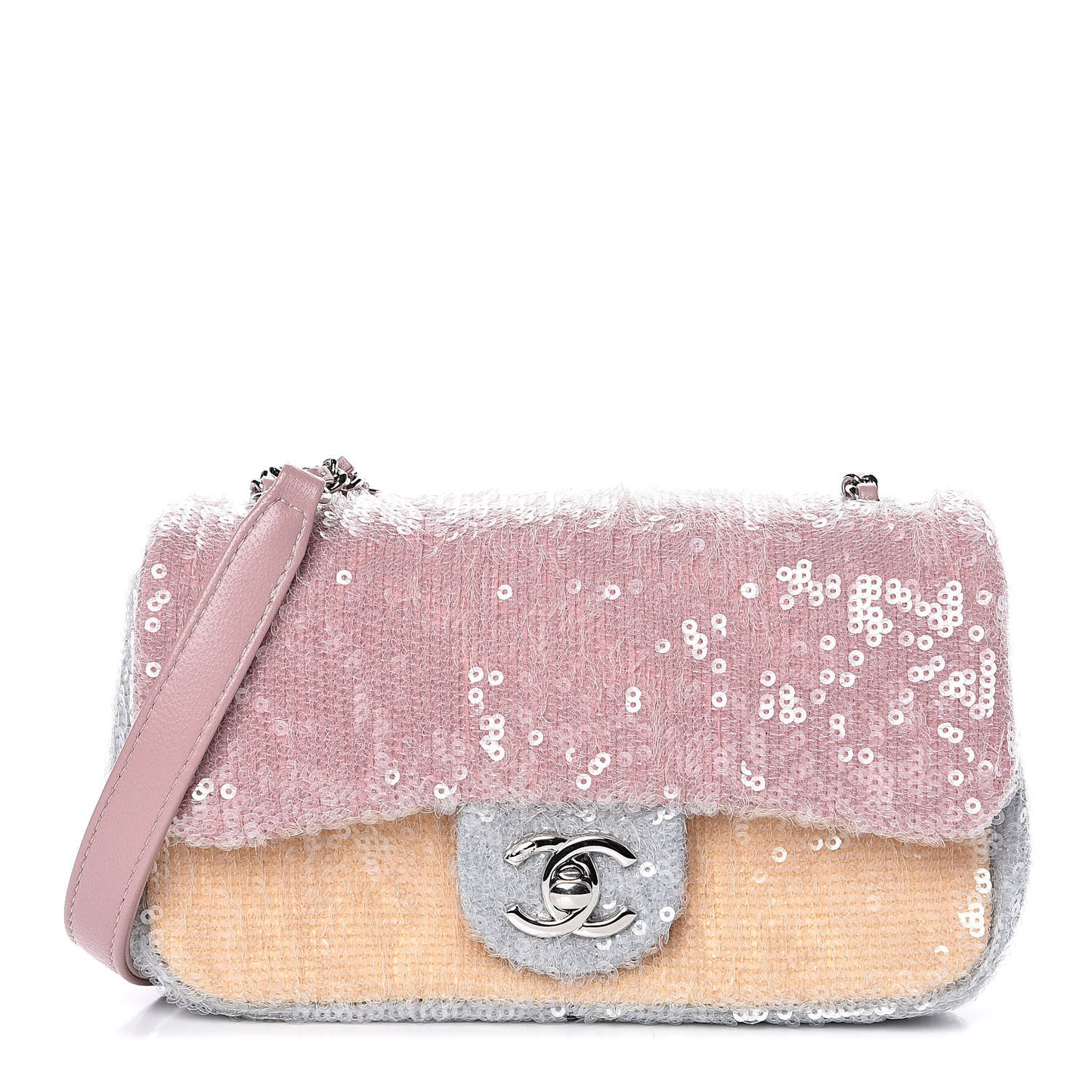 Sequin Mini Waterfall Flap Pink Blue Yellow