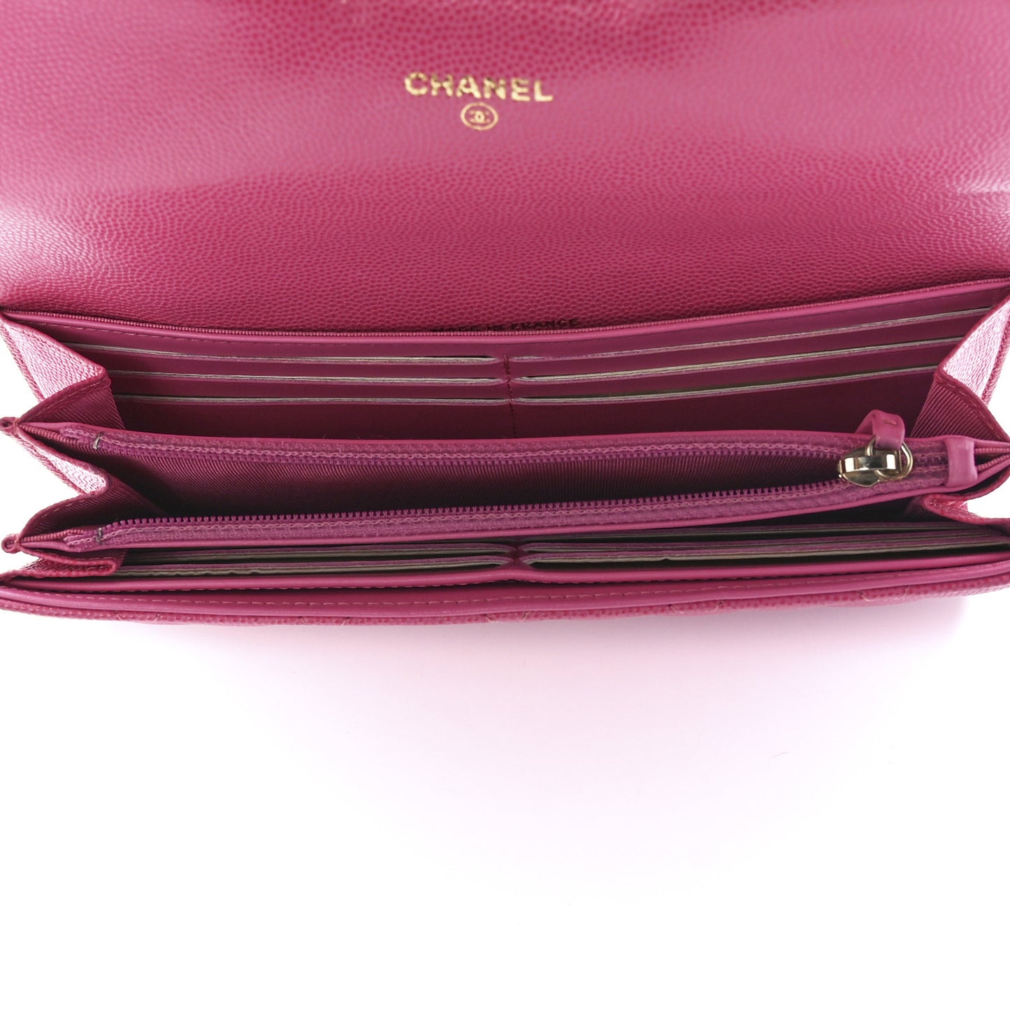 Caviar Quilted Large Gusset Flap Wallet Pink