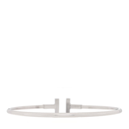 Tiffany 18K White Gold Diamond T Wire Bracelet 2 of 3