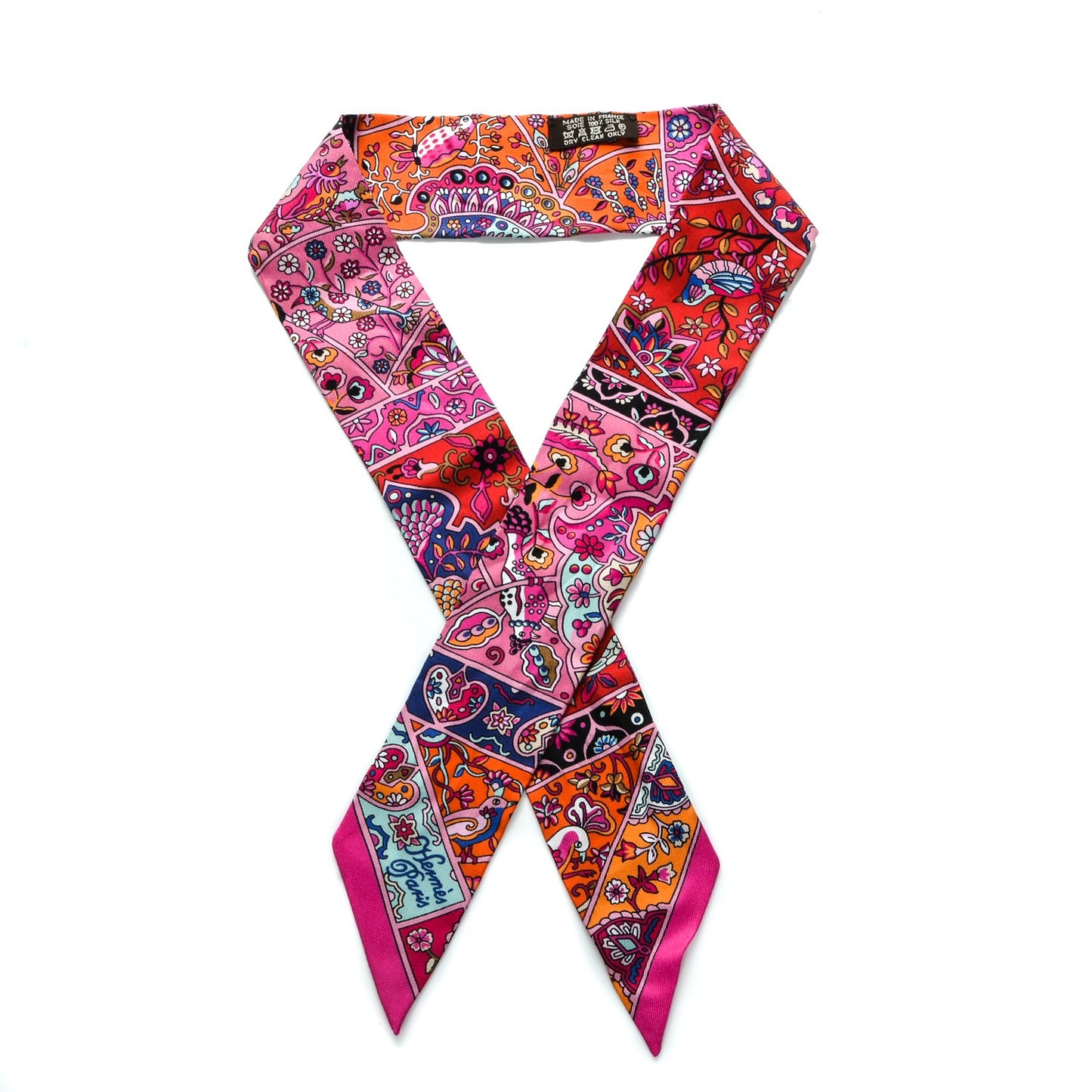 Silk Au Pays Des Oiseaux Fleurs Twilly Rose Vif Rouge Vert