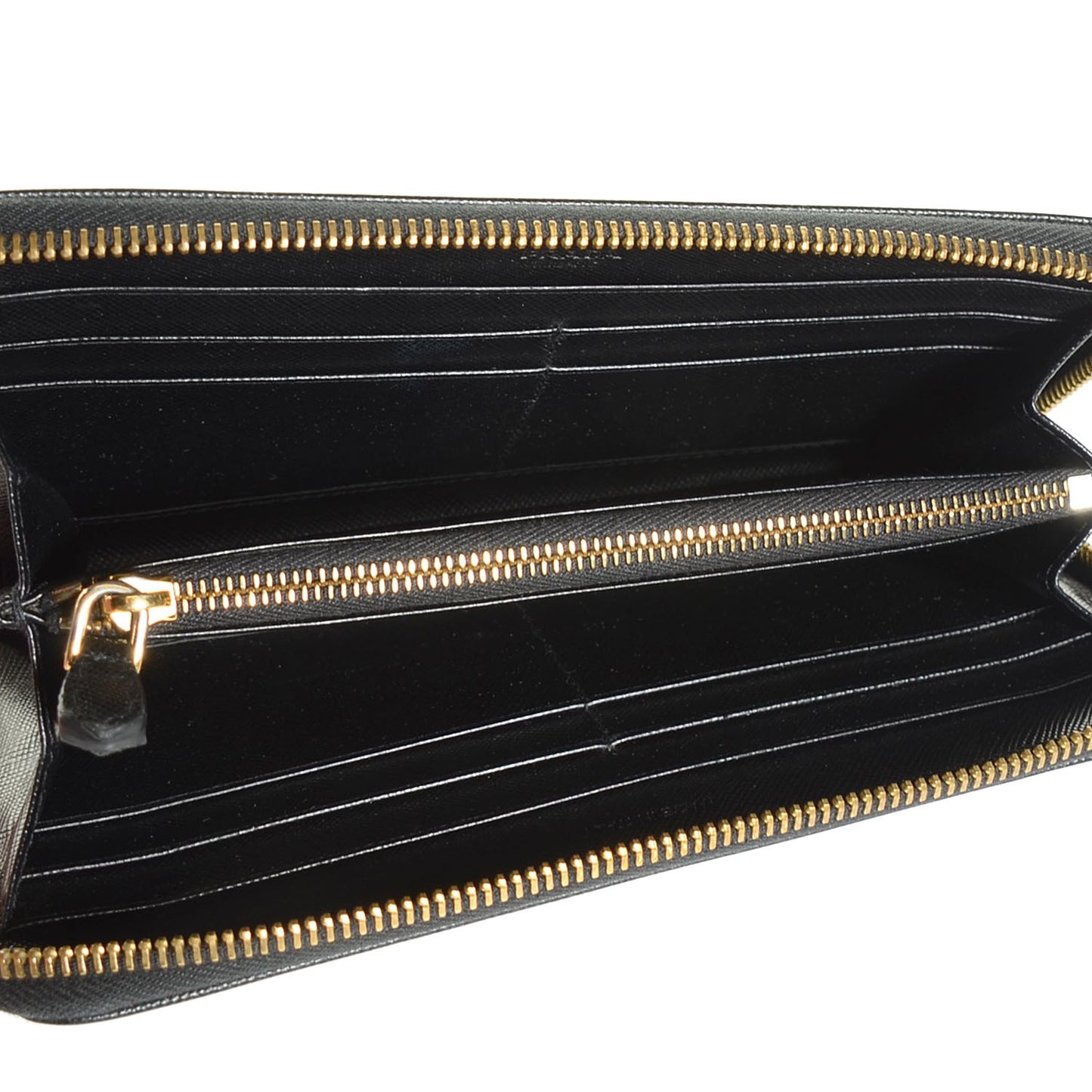 Saffiano Metal Zip Around Wallet Nero Black