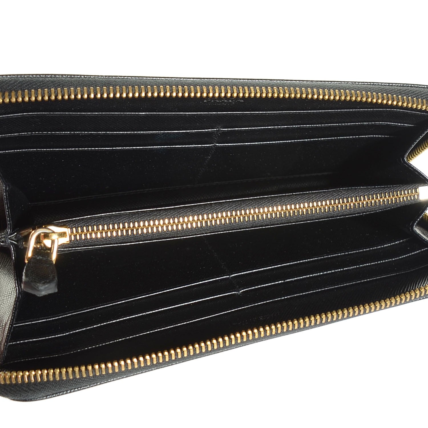 Prada Saffiano Metal Zip Around Wallet Nero Black 6 of 10