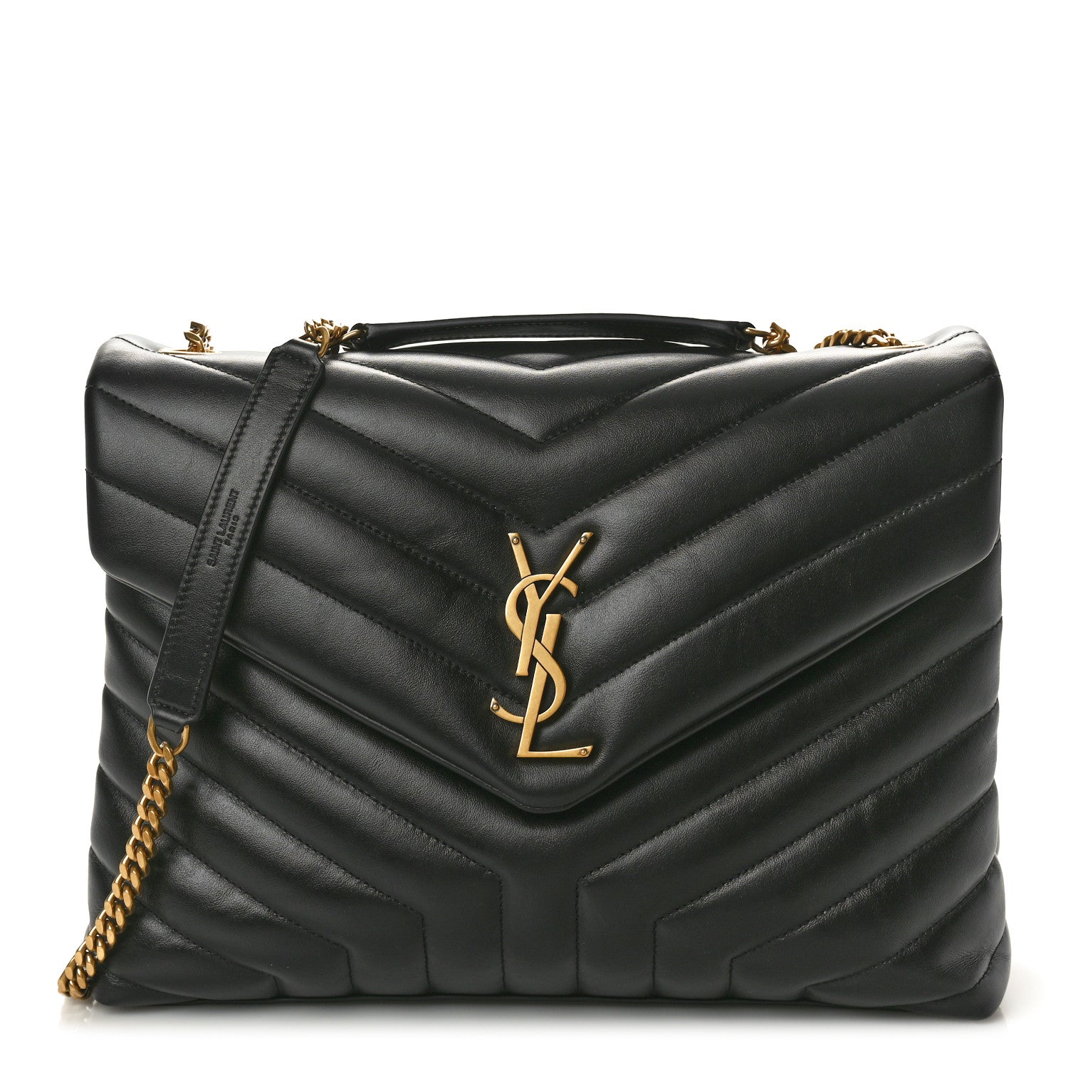 Saint Laurent Calfskin Y Quilted Monogram Medium Loulou Chain Satchel Black 1 of 10