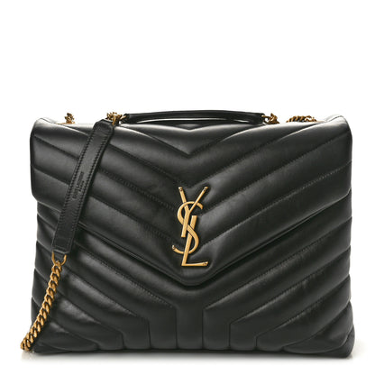 Saint Laurent Calfskin Y Quilted Monogram Medium Loulou Chain Satchel Black 1 of 10