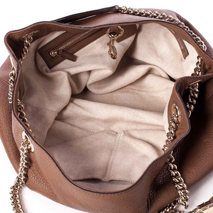 Gucci Pebbled Calfskin Medium Soho Chain Shoulder Bag Dusty Blush 8 of 8