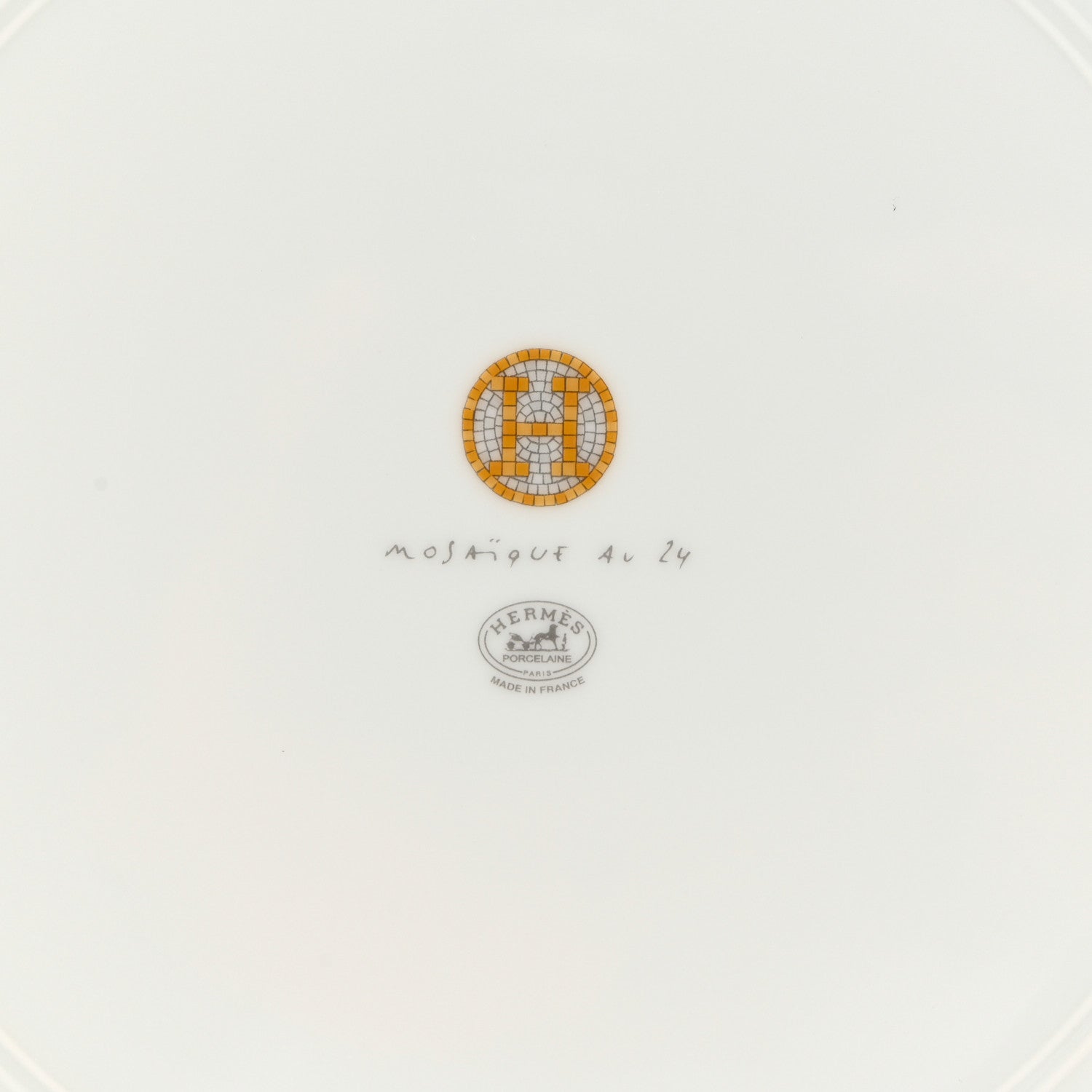 Hermes Porcelain Mosaique Au 24 Platine Presentation Plate Set of 2 Gold 5 of 10