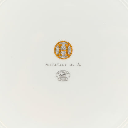 Hermes Porcelain Mosaique Au 24 Platine Presentation Plate Set of 2 Gold 5 of 10