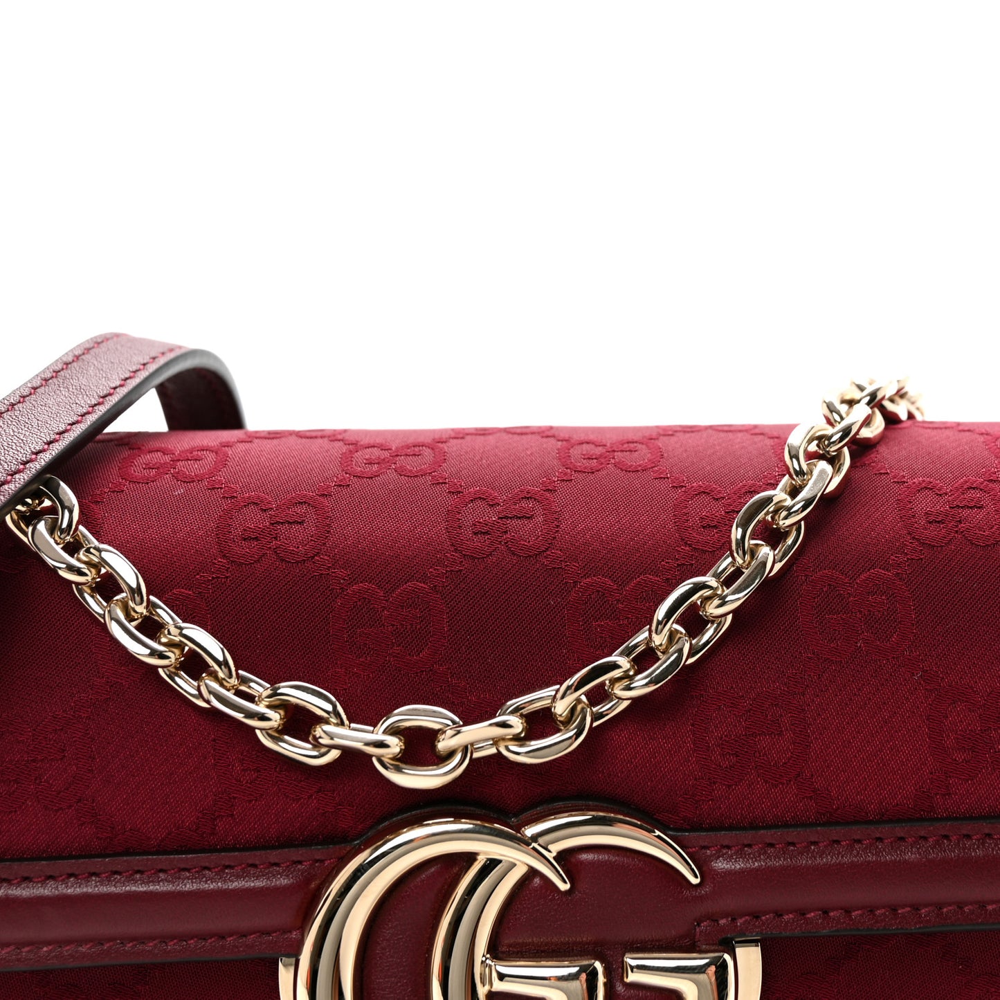 Crepe Wool Silk GG Monogram Go Small Shoulder Bag Rosso Ancora