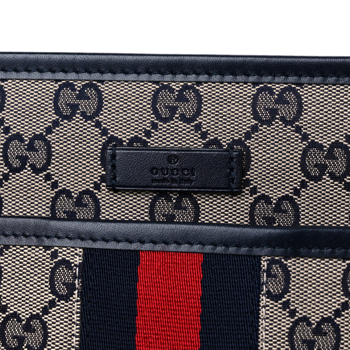 GG Supreme Monogram Web Flat Messenger Bag Navy