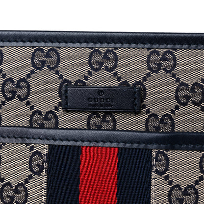 Gucci GG Supreme Monogram Web Flat Messenger Bag Navy 10 of 10