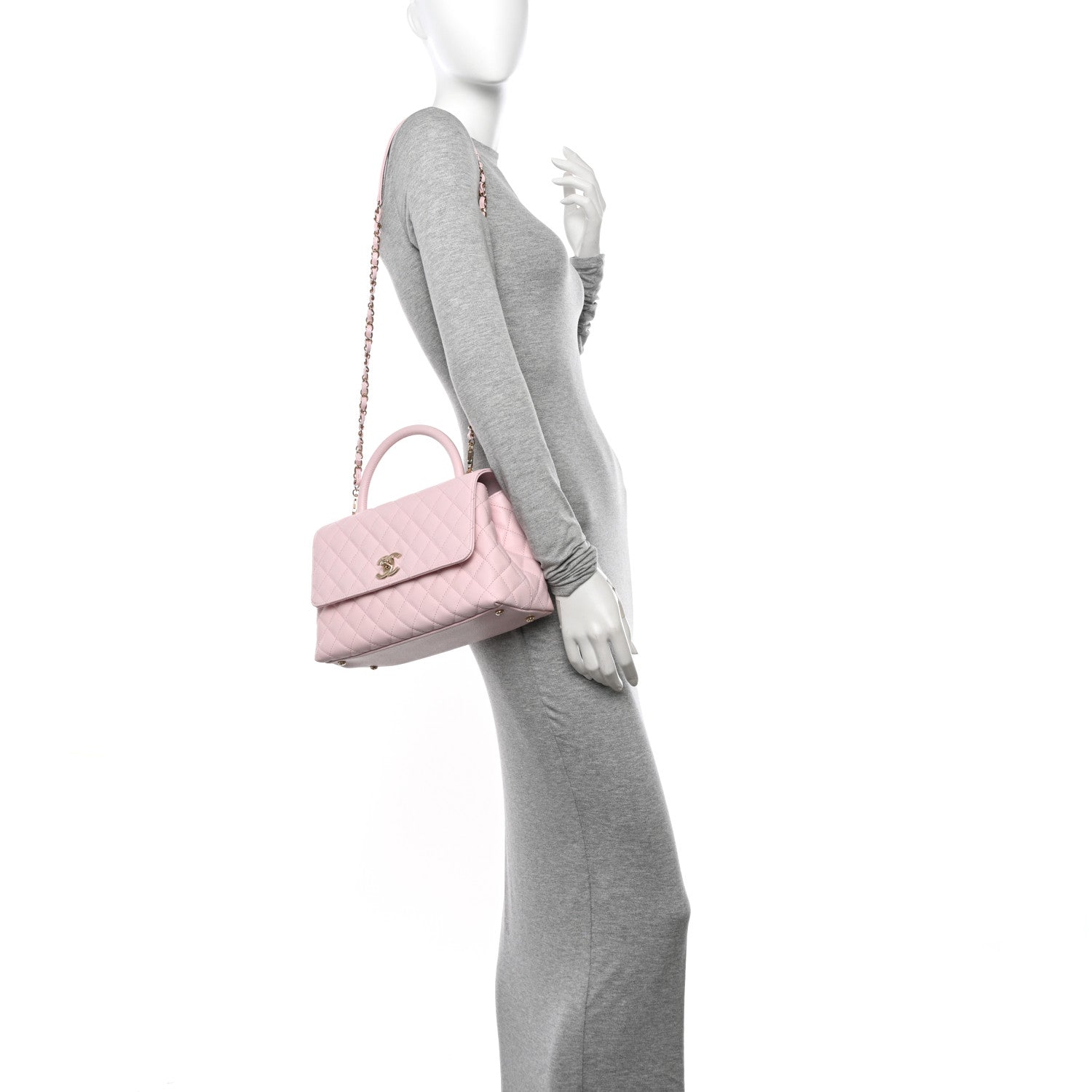 Chanel Caviar Quilted Small Coco Handle Flap Light Pink 2 of 12