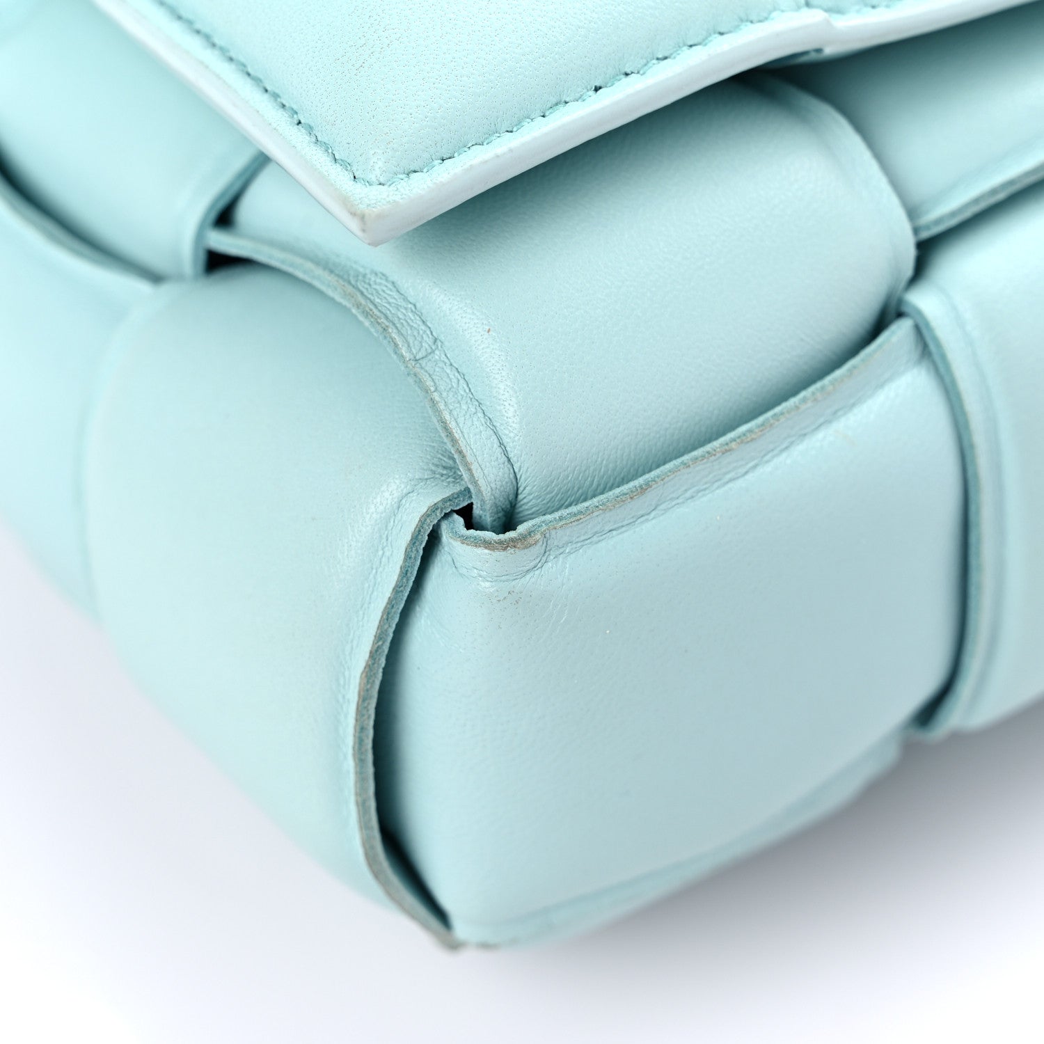 Bottega Veneta Lambskin Maxi Intreccio Padded Chain Cassette Crossbody Bag Spearmint 7 of 17