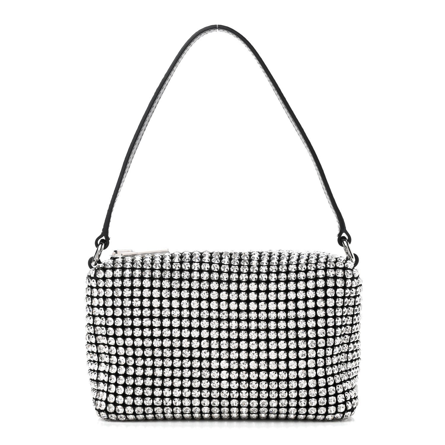 Alexander Wang Mesh Crystal Rhinestone Mini Heiress Pouch Black Silver 1 of 8