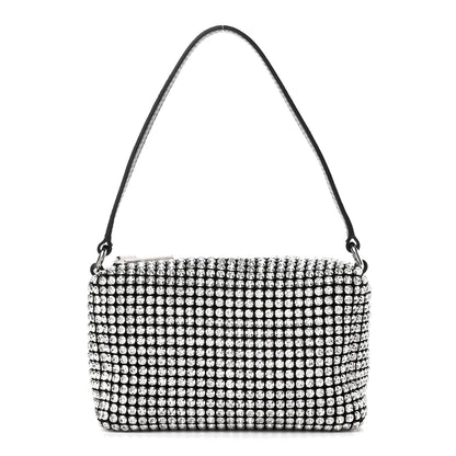 Alexander Wang Mesh Crystal Rhinestone Mini Heiress Pouch Black Silver 1 of 8