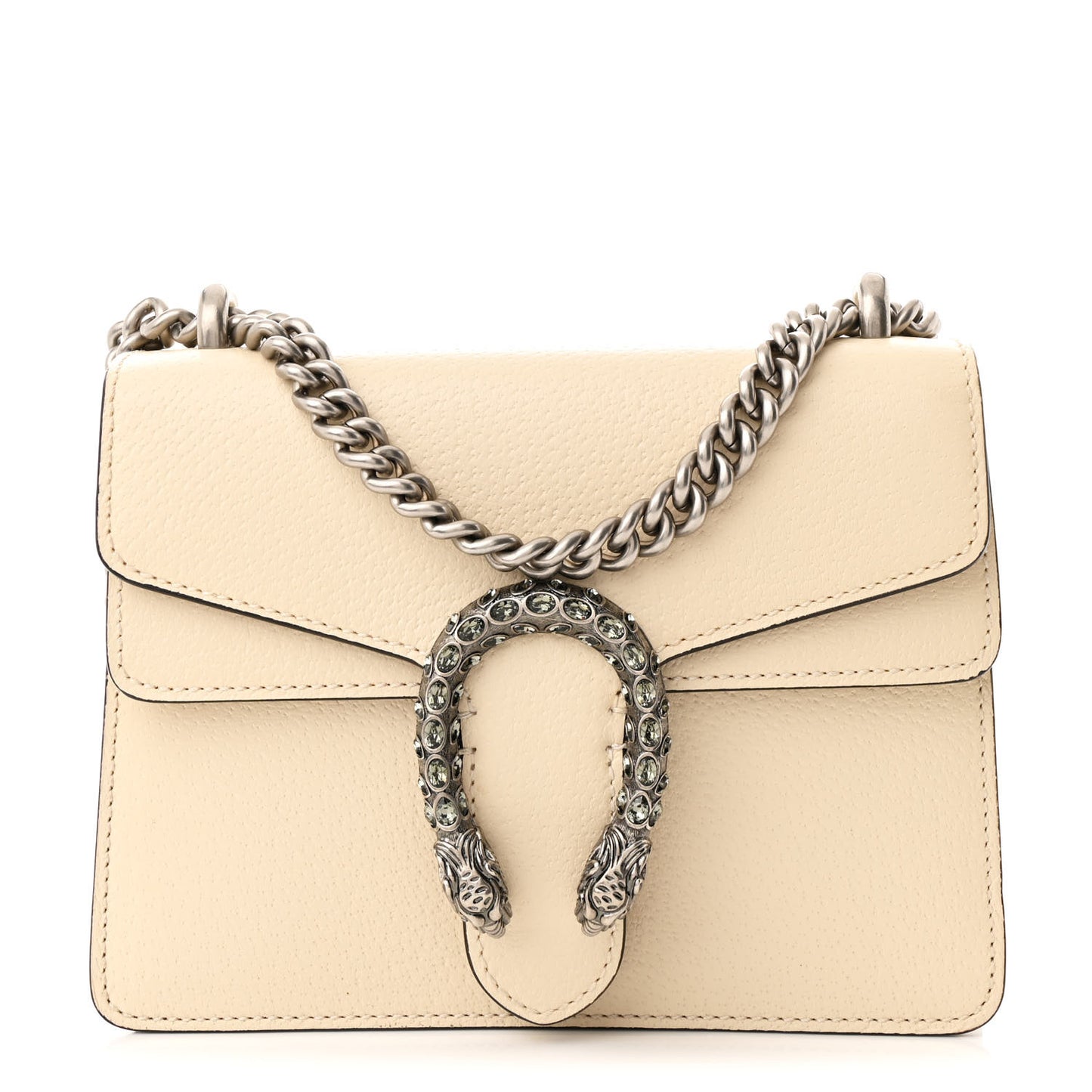 Textured Calfskin Crystal Mini Dionysus Shoulder Bag Mystic White