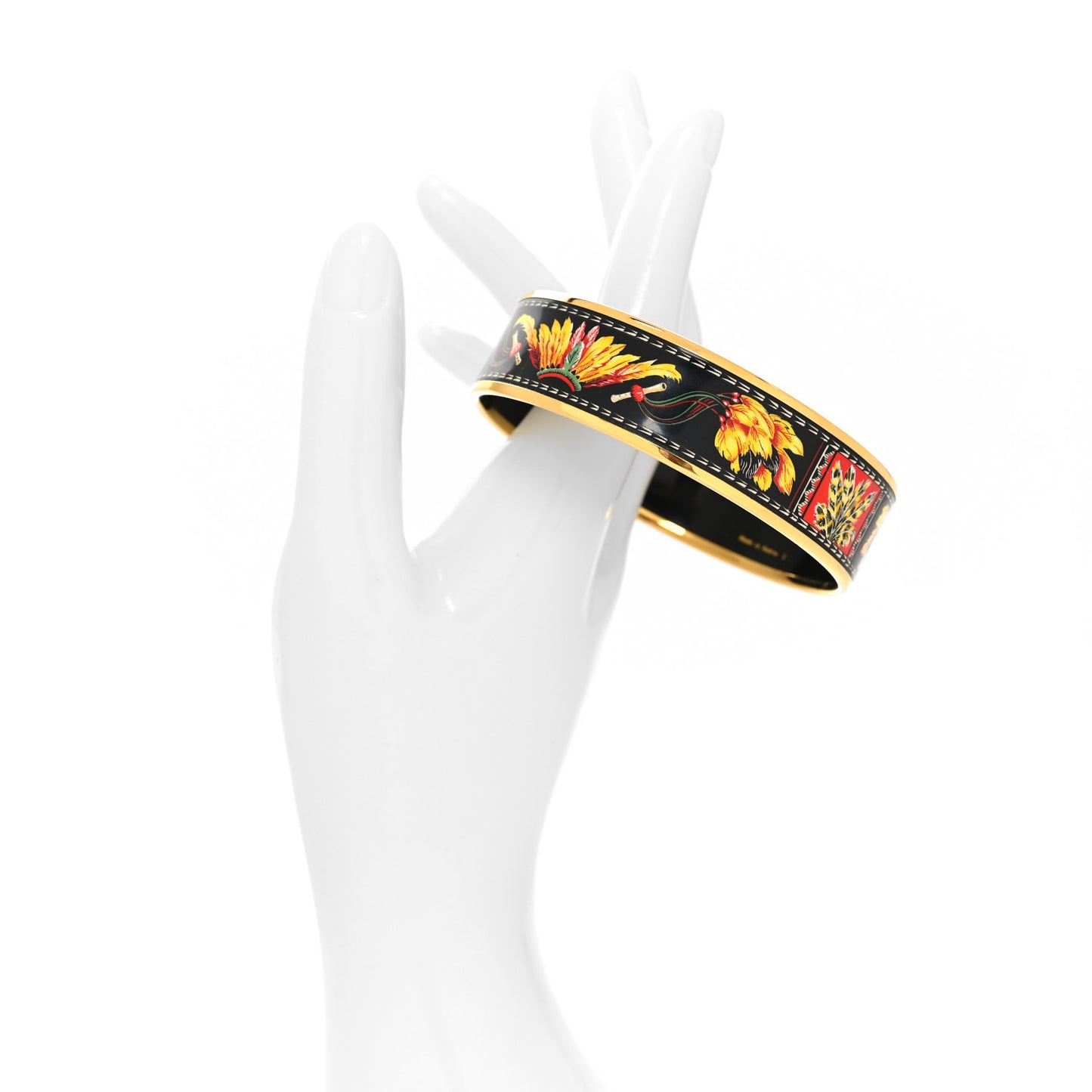 Enamel Printed Wide Brazil Bracelet 65 Black Multicolor