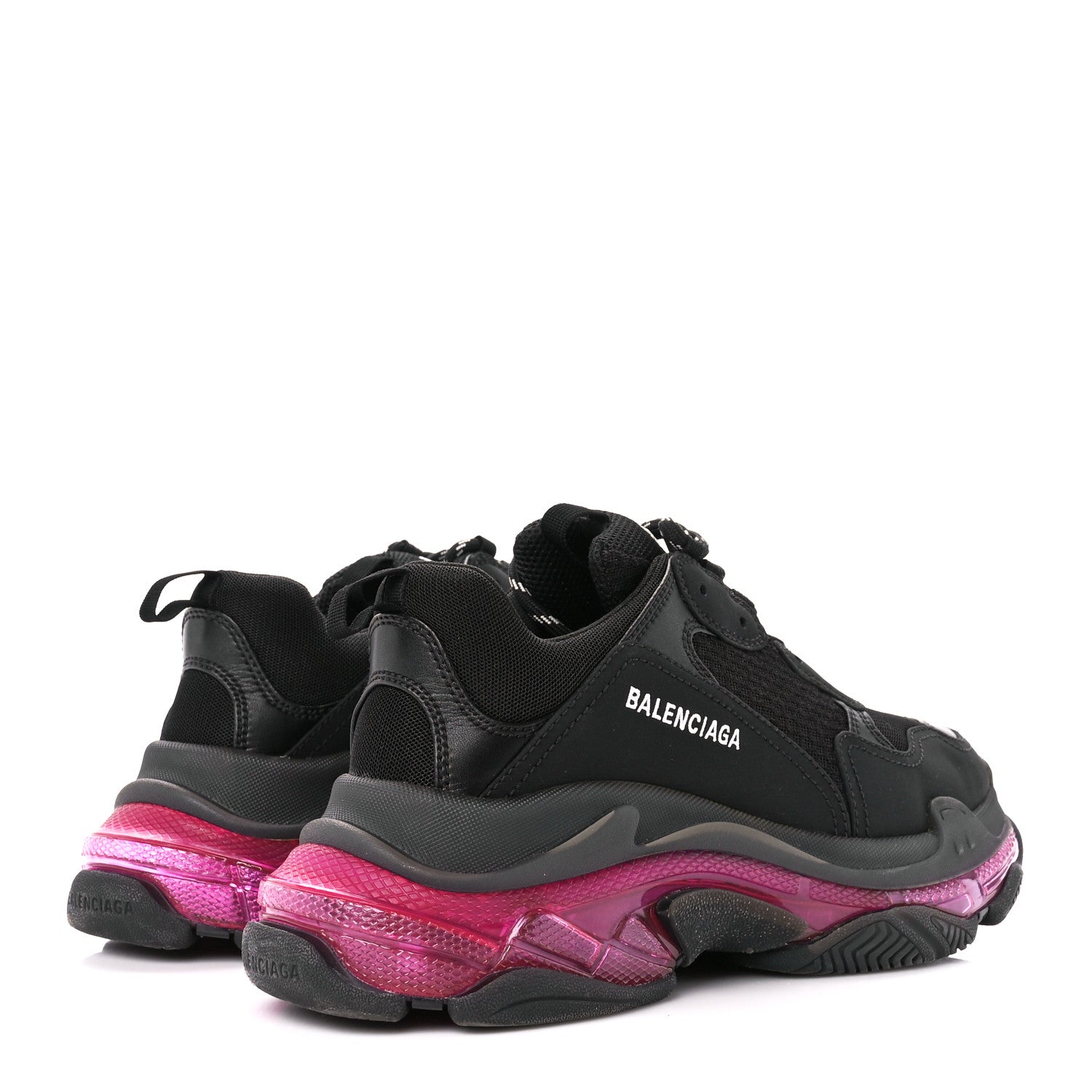 Balenciaga Fabric Mesh Clear Sole Mens Triple S Sneakers 42 Black Pink Neon 4 of 8