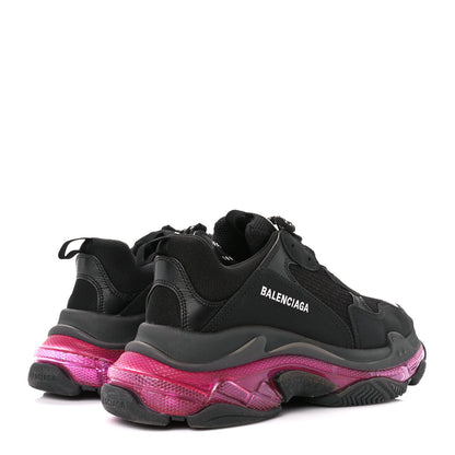 Balenciaga Fabric Mesh Clear Sole Mens Triple S Sneakers 42 Black Pink Neon 4 of 8