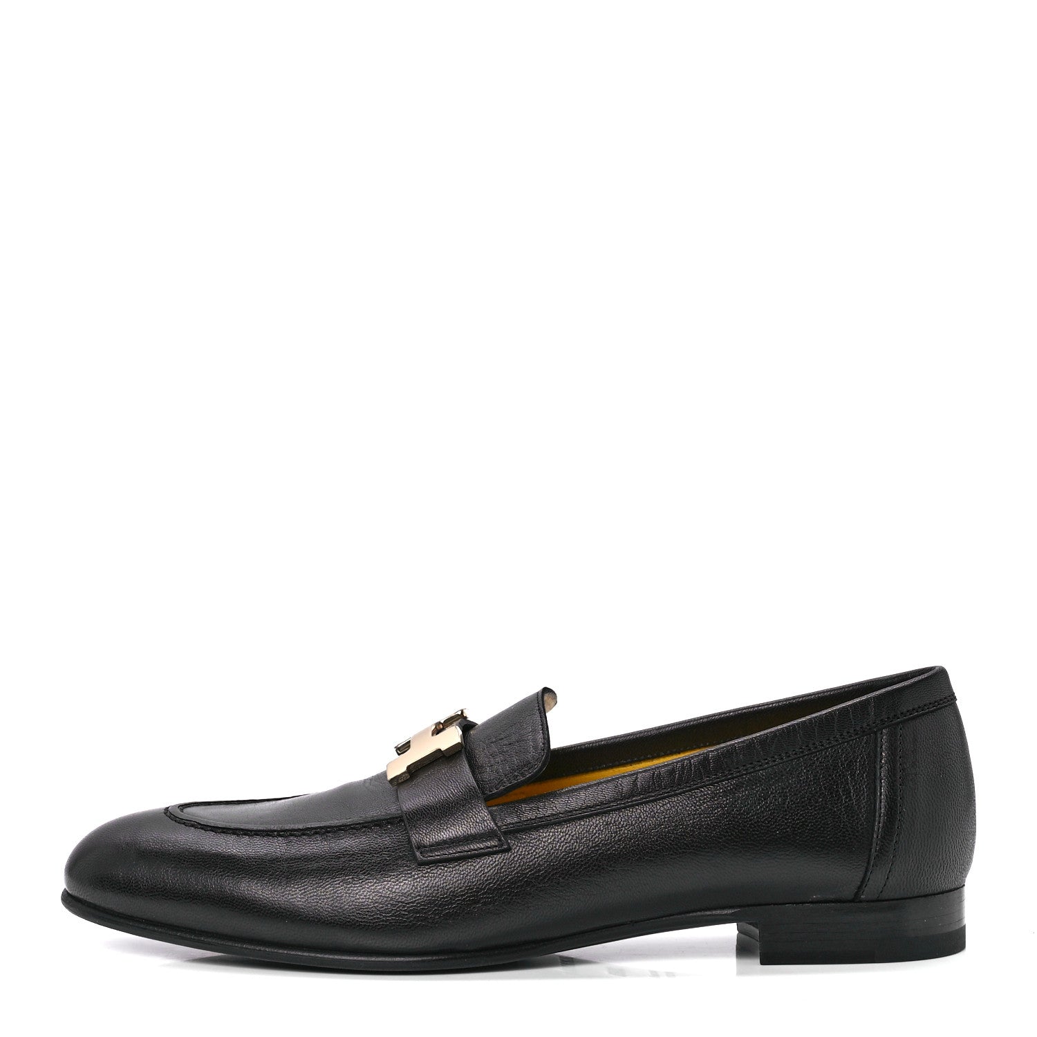 Hermes Goatskin Womens Paris Loafers 38.5 Black 1 of 9