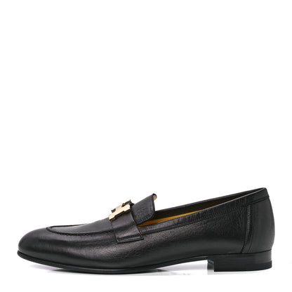 Hermes Goatskin Womens Paris Loafers 38.5 Black 1 of 9