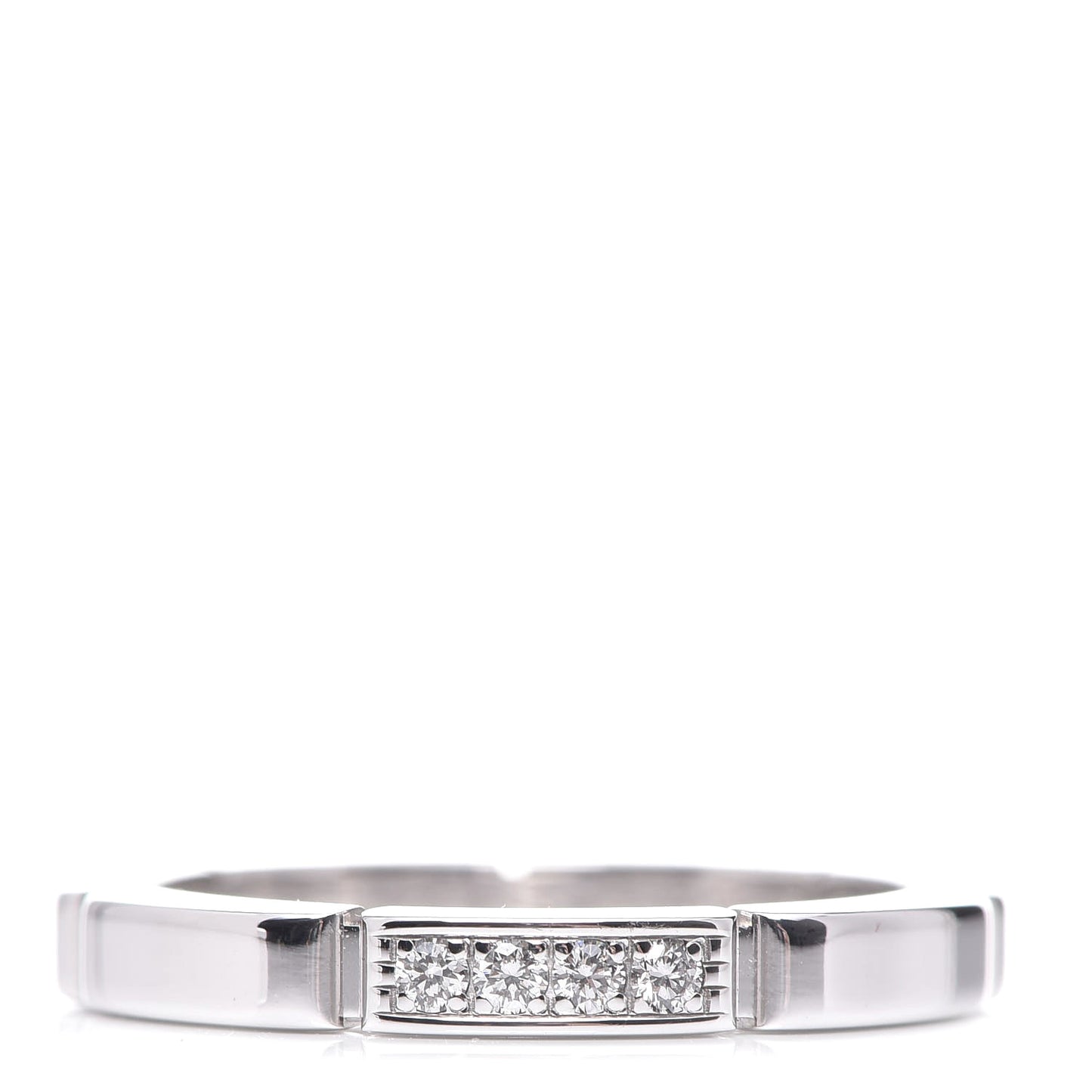18K White Gold Diamond Maillon Panthere Wedding Band Ring 50 5.25