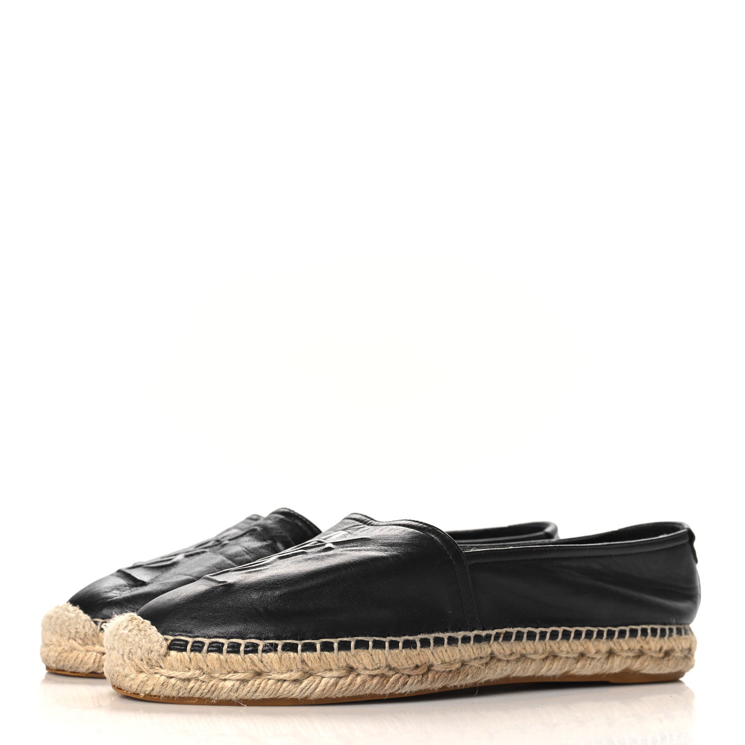 Saint Laurent Lambskin Monogram Espadrilles 37.5 Black 4 of 10