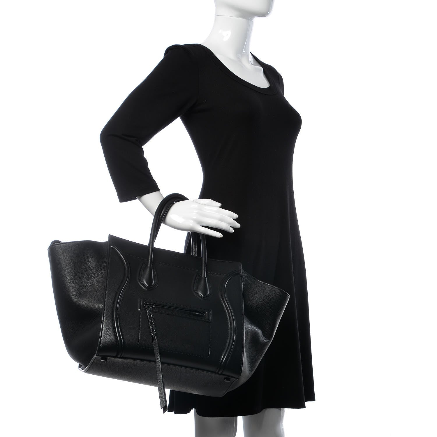 Celine Supple Calfskin Medium Phantom Luggage Black 2 of 8