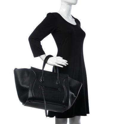Celine Supple Calfskin Medium Phantom Luggage Black 2 of 8