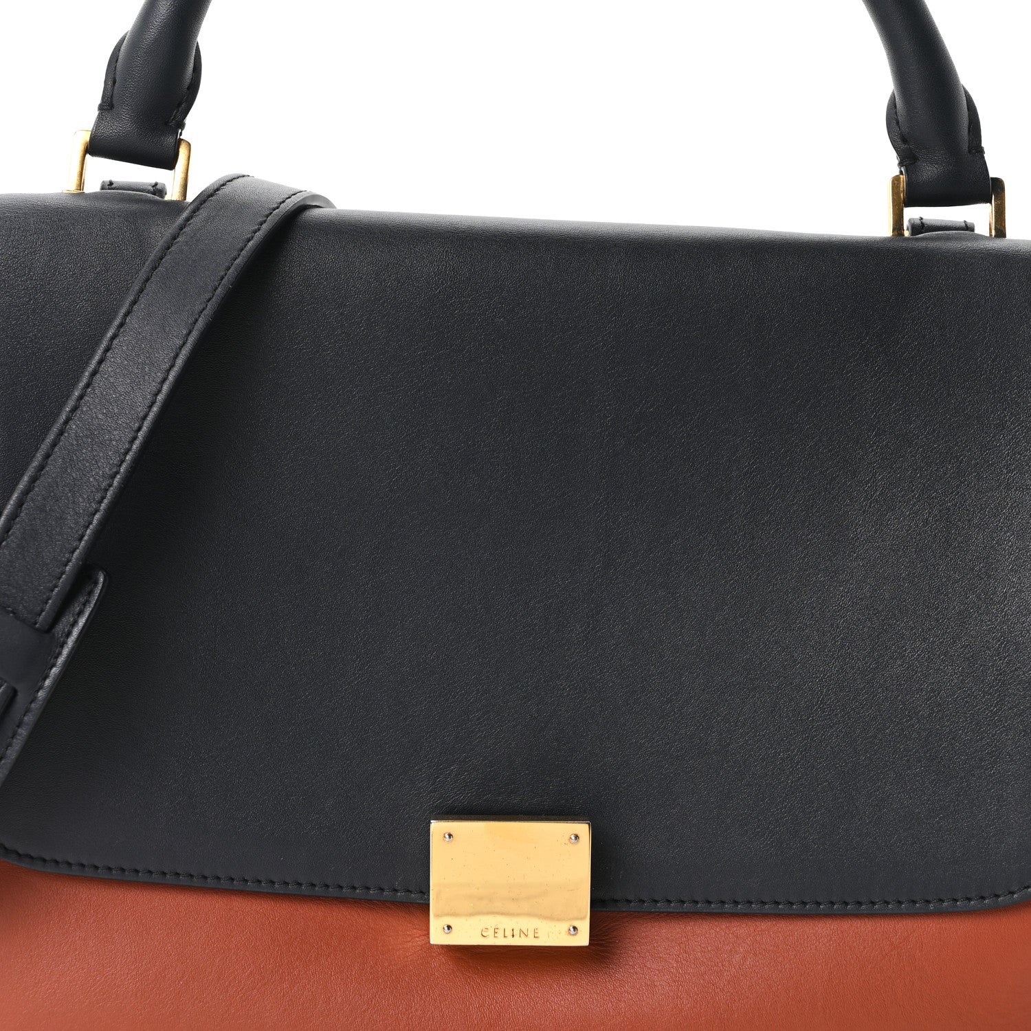 Celine Smooth Calfskin Medium Tri-Color Trapeze Rust Navy Red 7 of 9