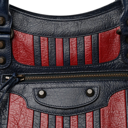 Balenciaga Cuir Arena Striped Classic Hardware City Bleu Nuit Rouge 11 of 11
