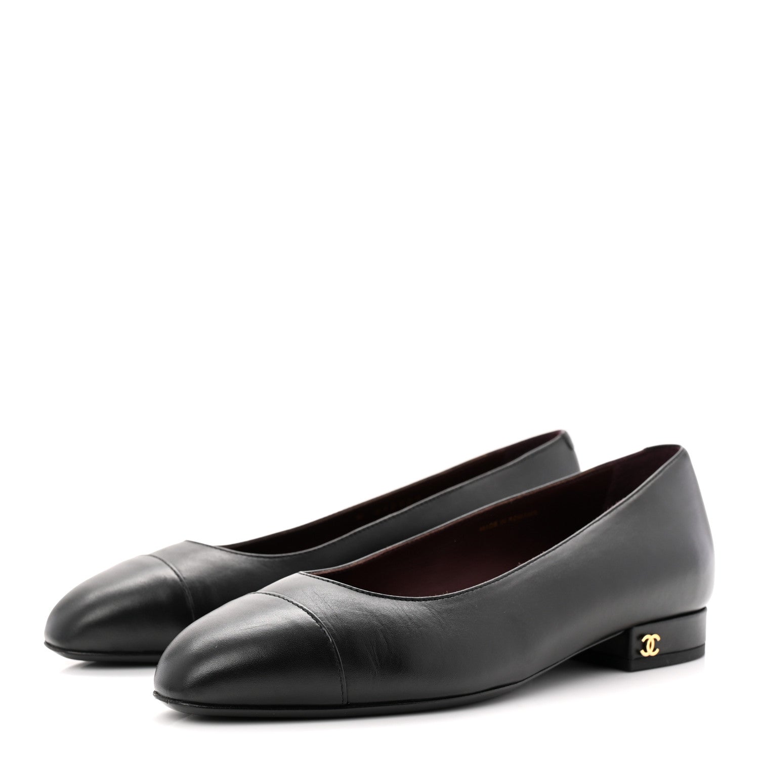 Chanel Lambskin Cap Toe CC Uniform Ballerina Flats 36.5 Black 3 of 9