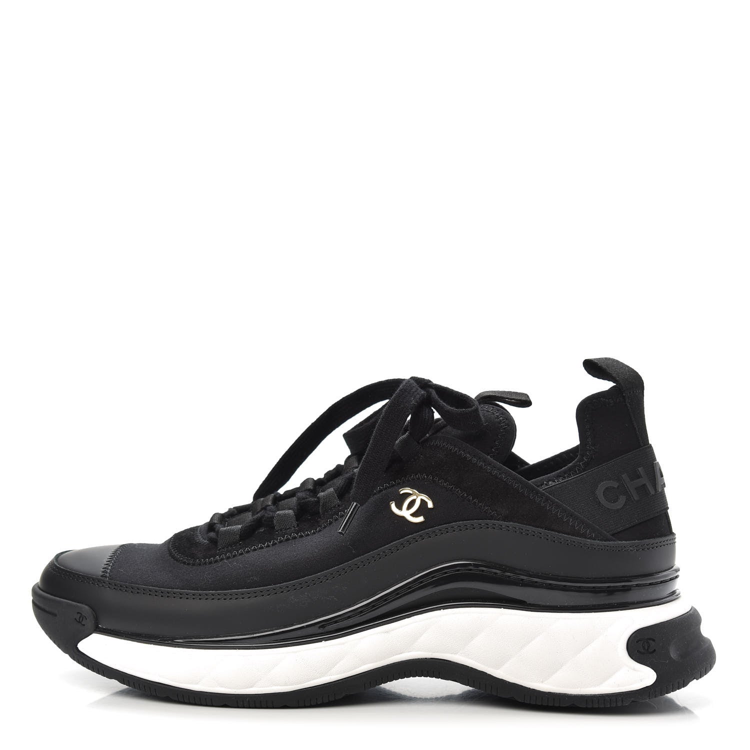Chanel Velvet Calfskin Mixed Fibers CC Sneakers 41 Black 1 of 9