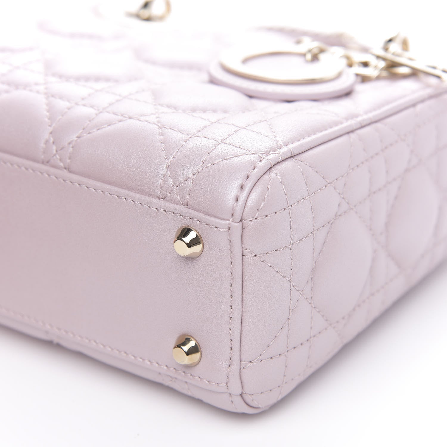Christian Dior Metallic Lambskin Cannage Mini Lady Dior Lotus 8 of 9