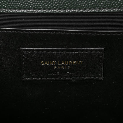 Saint Laurent Grain De Poudre Textured Mixed Matelasse Medium Triquilt Monogram Satchel Vert Fonce 6 of 8