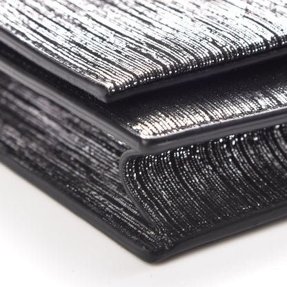 Saint Laurent Metallic Suede Classic Monogram Kate Tassel Chain Wallet Black Silver 5 of 9