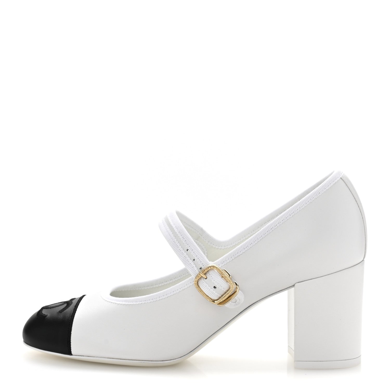 Chanel Lambskin CC Cap Toe Mary Jane Pumps 39 White Black 1 of 12