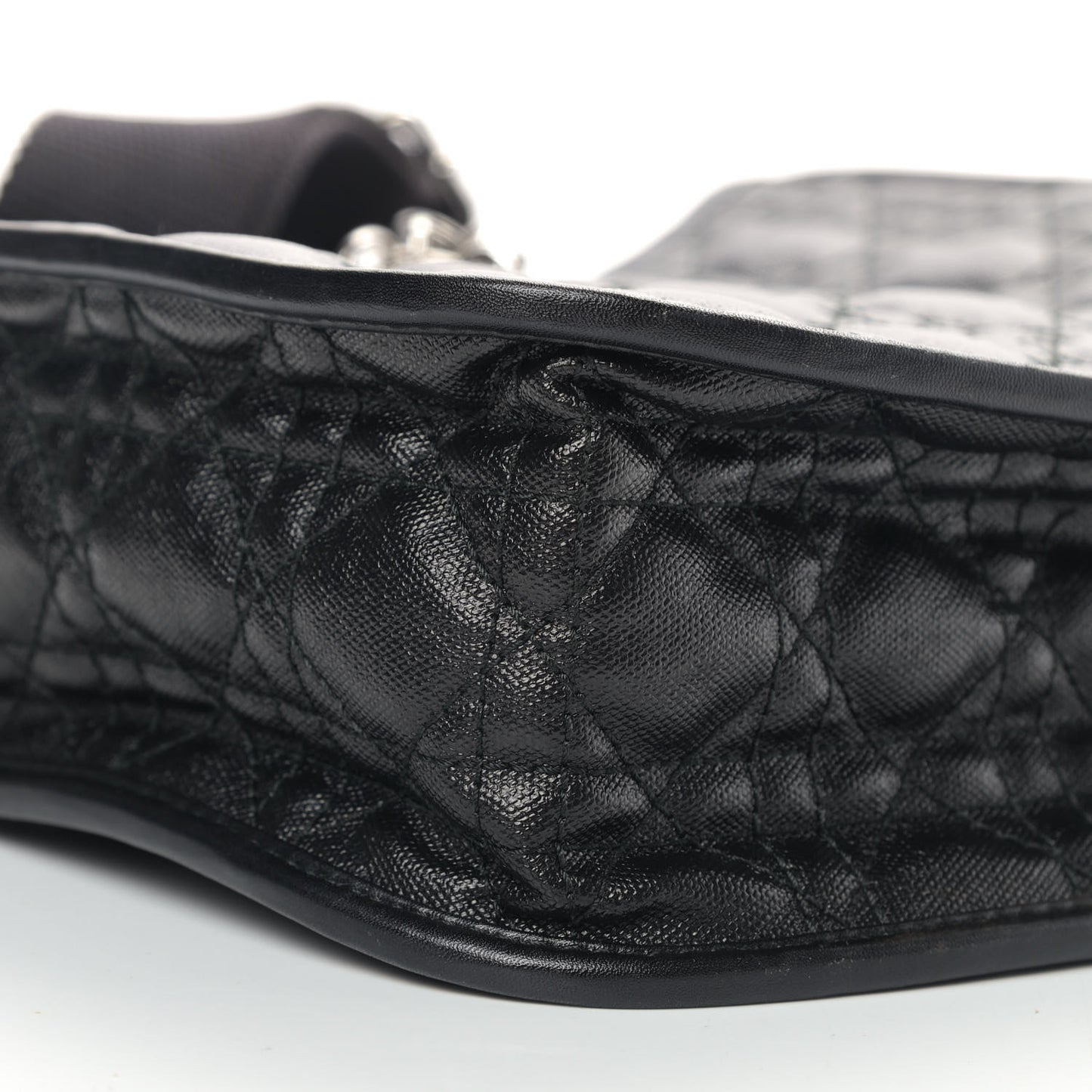 Coated Canvas Cannage Crossbody Bag Black