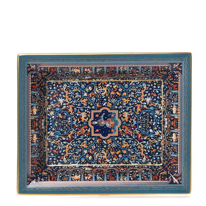 Hermes Porcelain Les Jardins D'Armenie Change Tray Nuit Or 1 of 5
