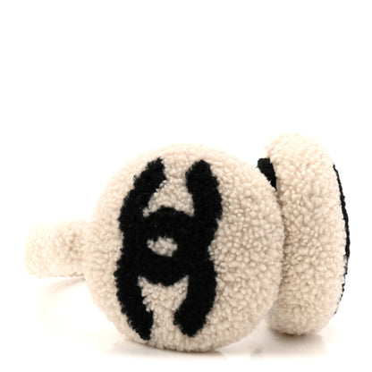 Chanel Shearling CC Ear Muffs White Black 4 of 5