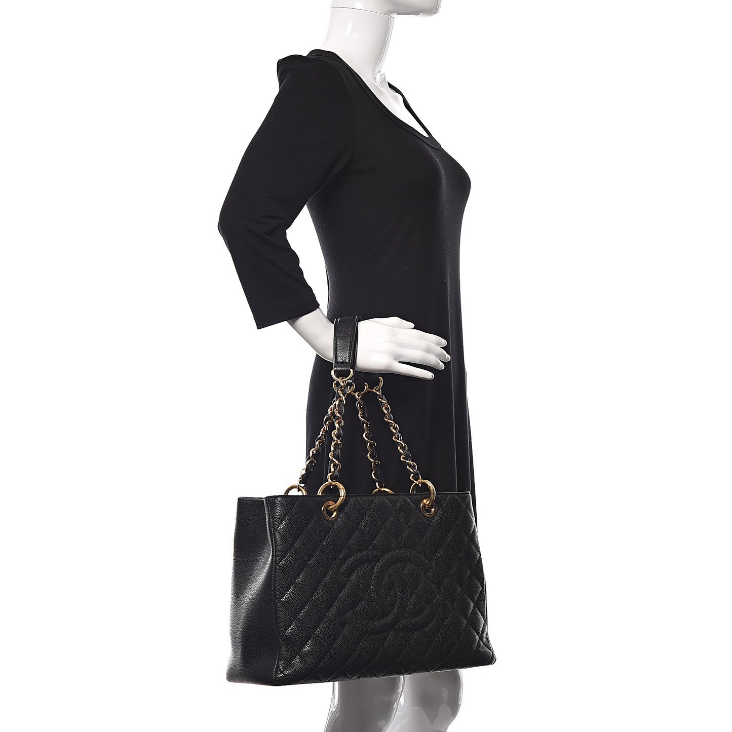 Caviar Quilted Grand Shopping Tote GST Black