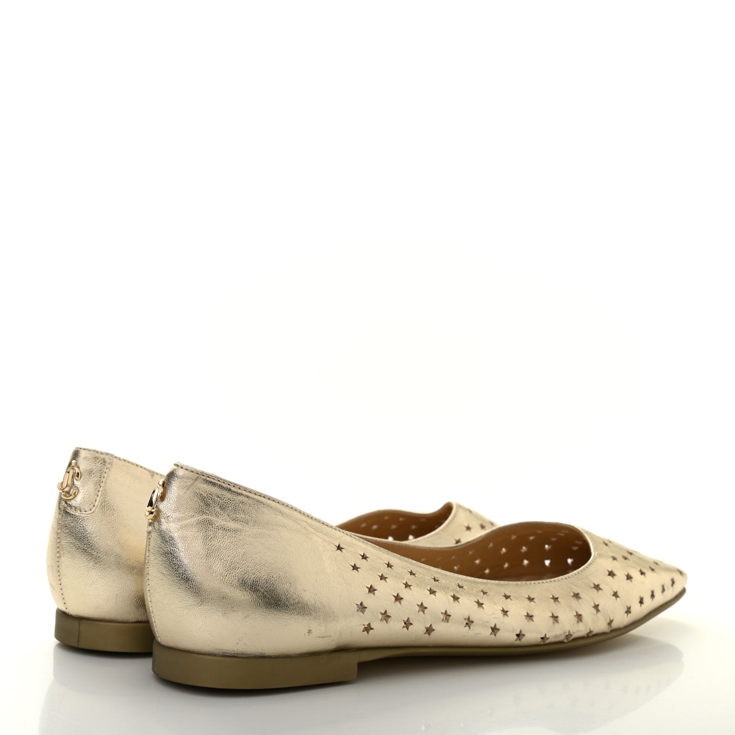Metallic Nappa Perforated Star Modell Flats 37 Champagne