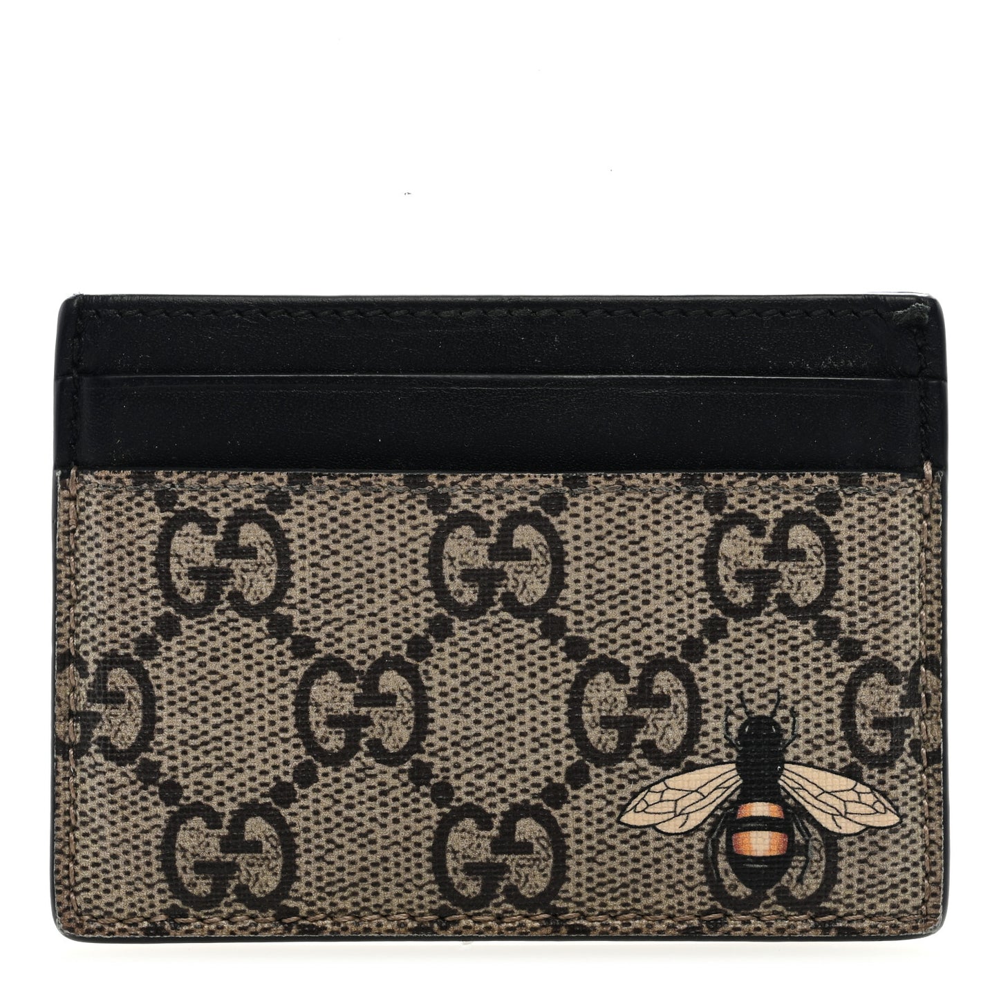 GG Supreme Monogram Bee Print Card Holder Black