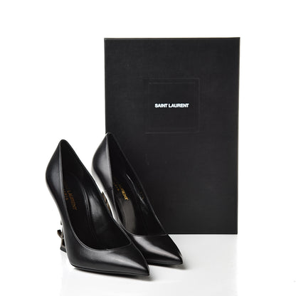 Saint Laurent Calfskin Opyum 110 Pumps 37.5 Black Gold 10 of 10