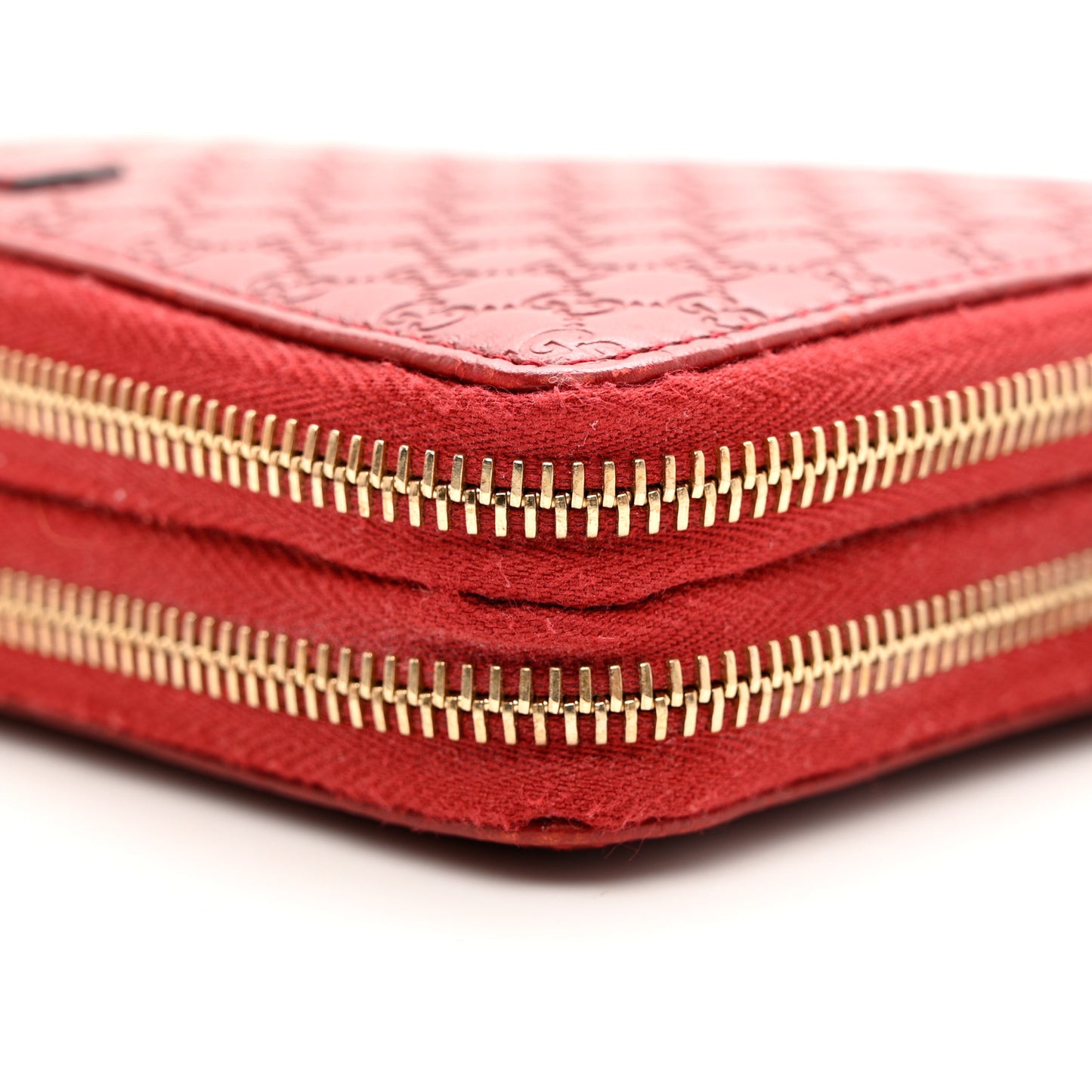 Microguccissima Zip Around Top Handle Travel Wallet Red