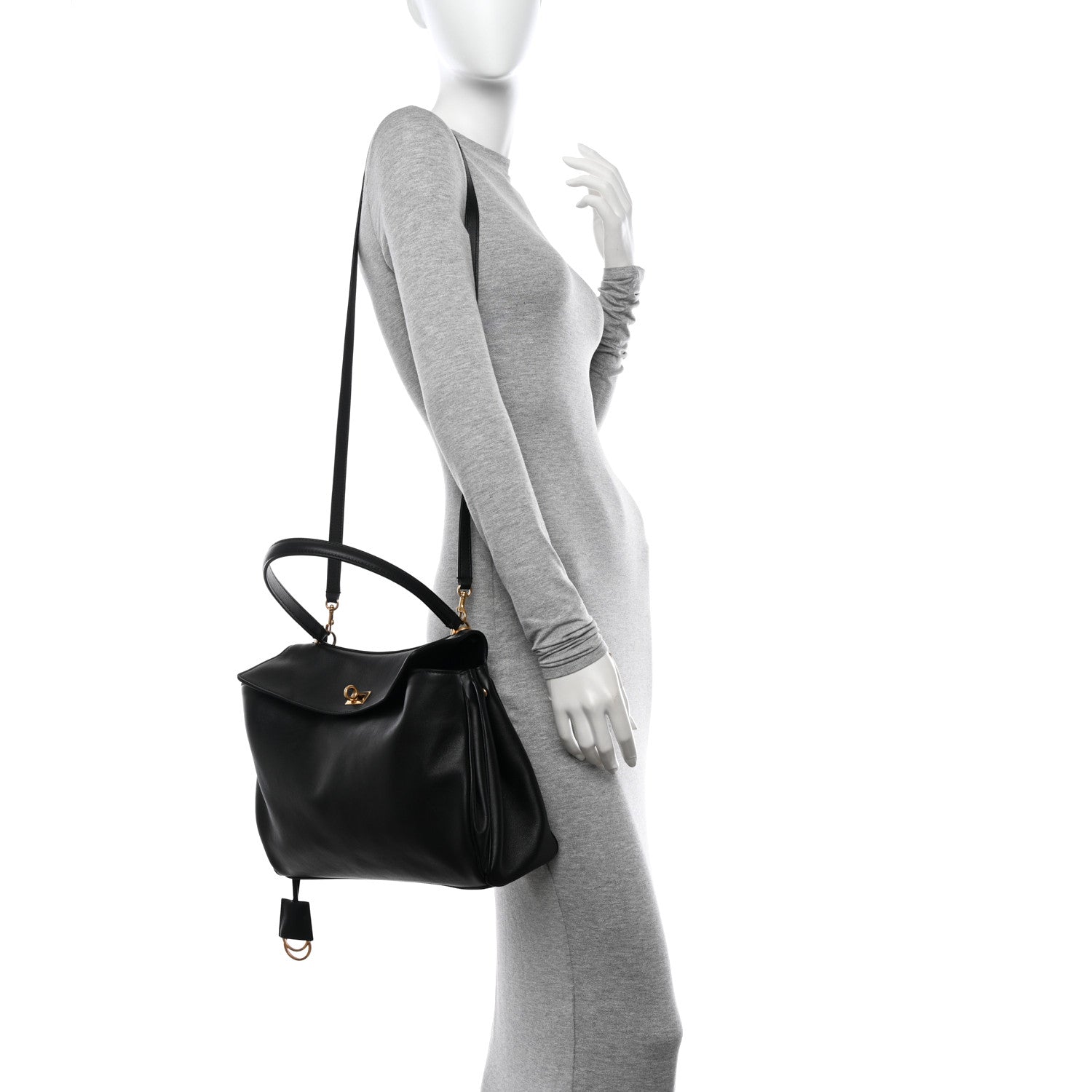 Balenciaga Natural Smooth Calfskin Medium Rodeo Top Handle Handbag Black 2 of 9