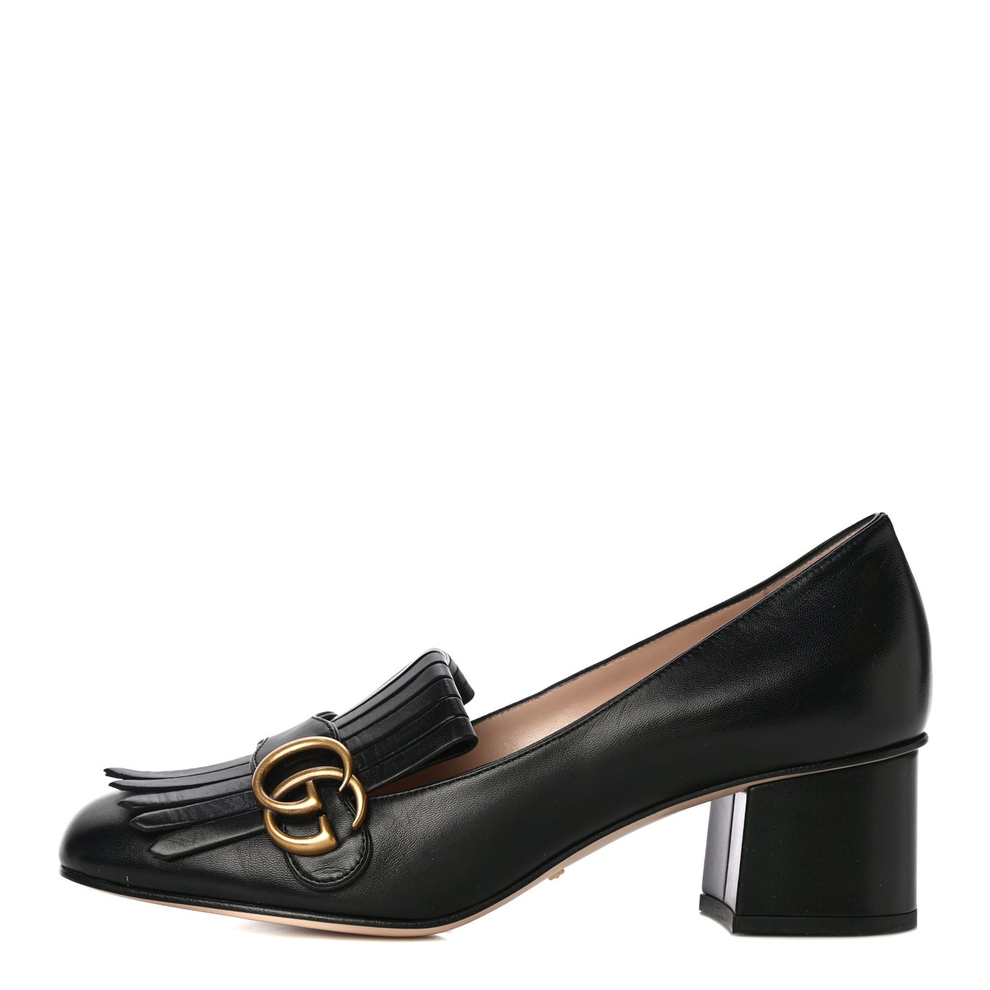 Malaga Kid GG Marmont Fringe 50mm Loafer Pumps 40 Black
