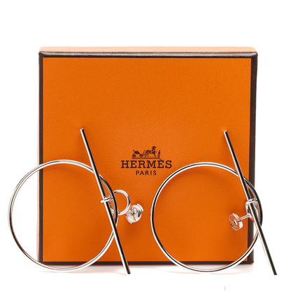 Hermes Sterling Silver MM Loop Earrings 5 of 5