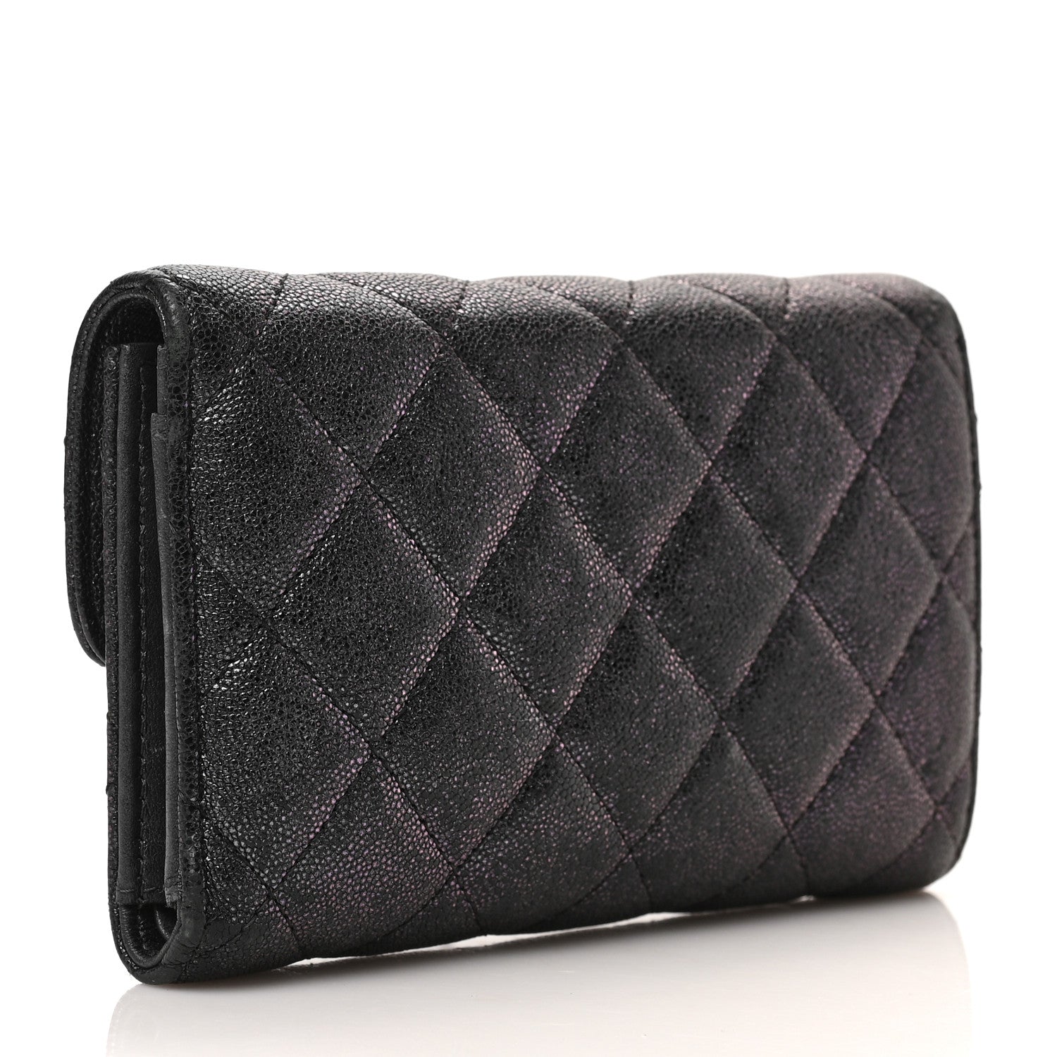 Chanel Iridescent Caviar Quilted Medium Flap Wallet Black 3 of 6