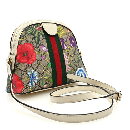 Gucci GG Supreme Monogram Flora Web GG Small Ophidia Dome Shoulder Bag White 3 of 9
